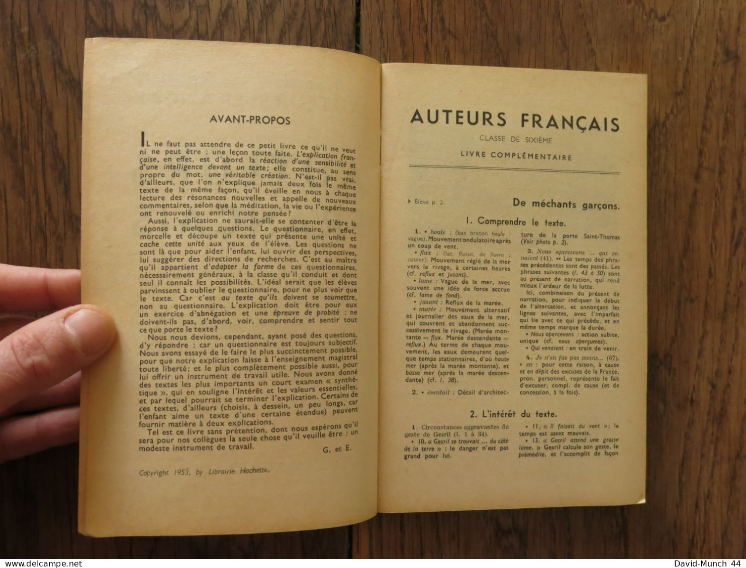 Auteurs Français. Classe De Sixième, Livre Complémentaire De F. Gendrot Et F.-M. Eustache. Classique Hachette. 1953 - Fiches Didactiques