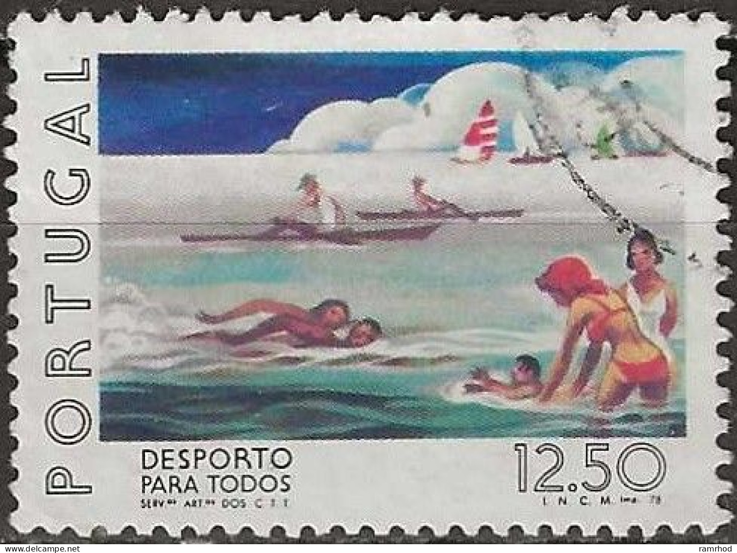 PORTUGAL 1978 Sport For All - 12e.50 - Swimming FU - Usado