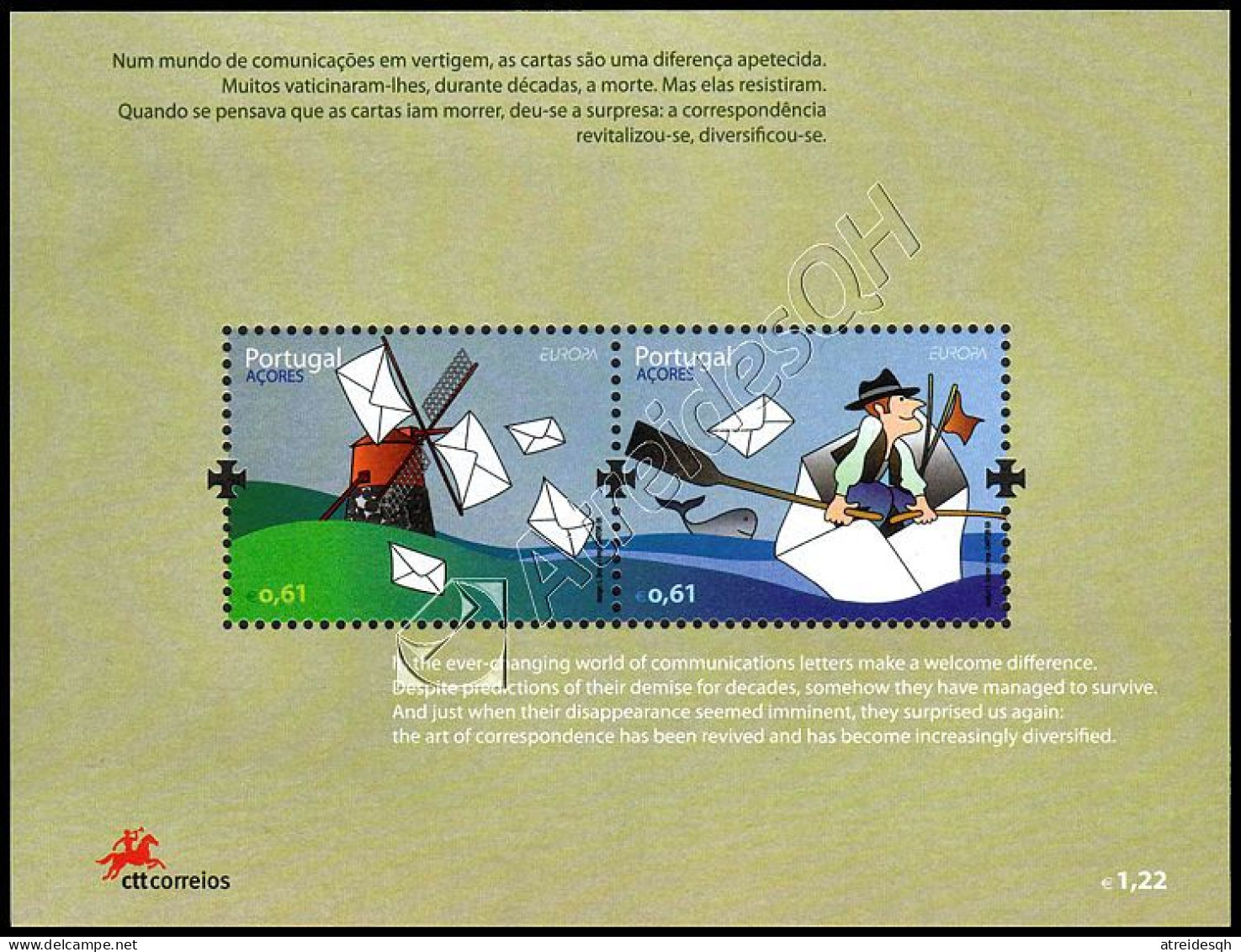 Portogallo-Azzorre- Madeira / Portugal-Azores-Madeira 2008: 3 Foglietti Europa - La Lettera / The Letter, 3 S/S ** - 2008