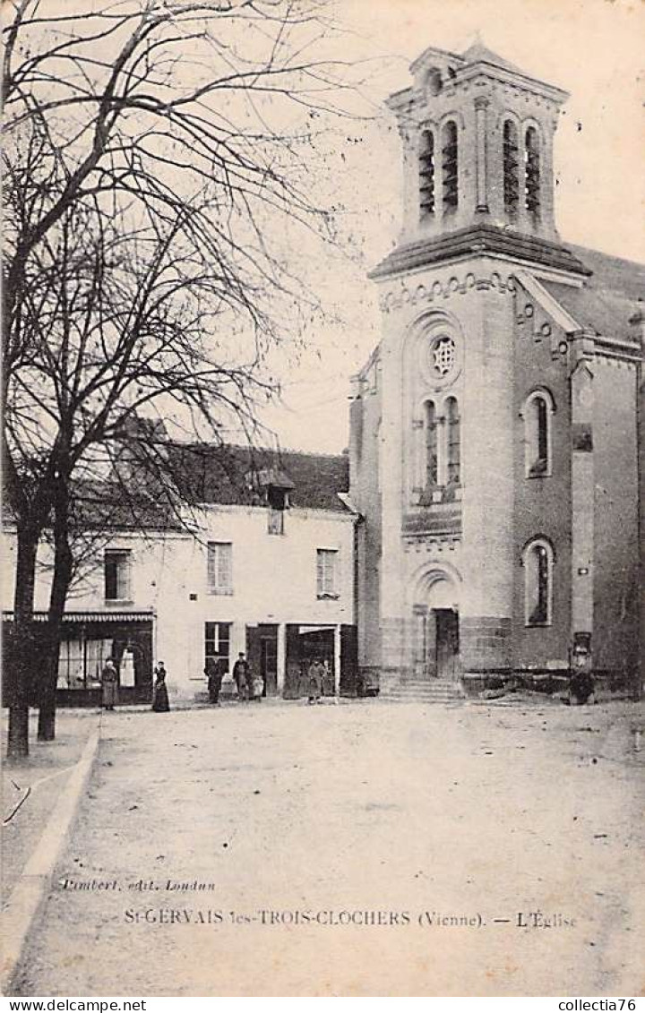 CPA FRANCE 86 VIENNE SAINT GERVAIS LES TROIS CLOCHERS L EGLISE DOS DIVISE ECRIT 1907 - Saint Gervais Les Trois Clochers