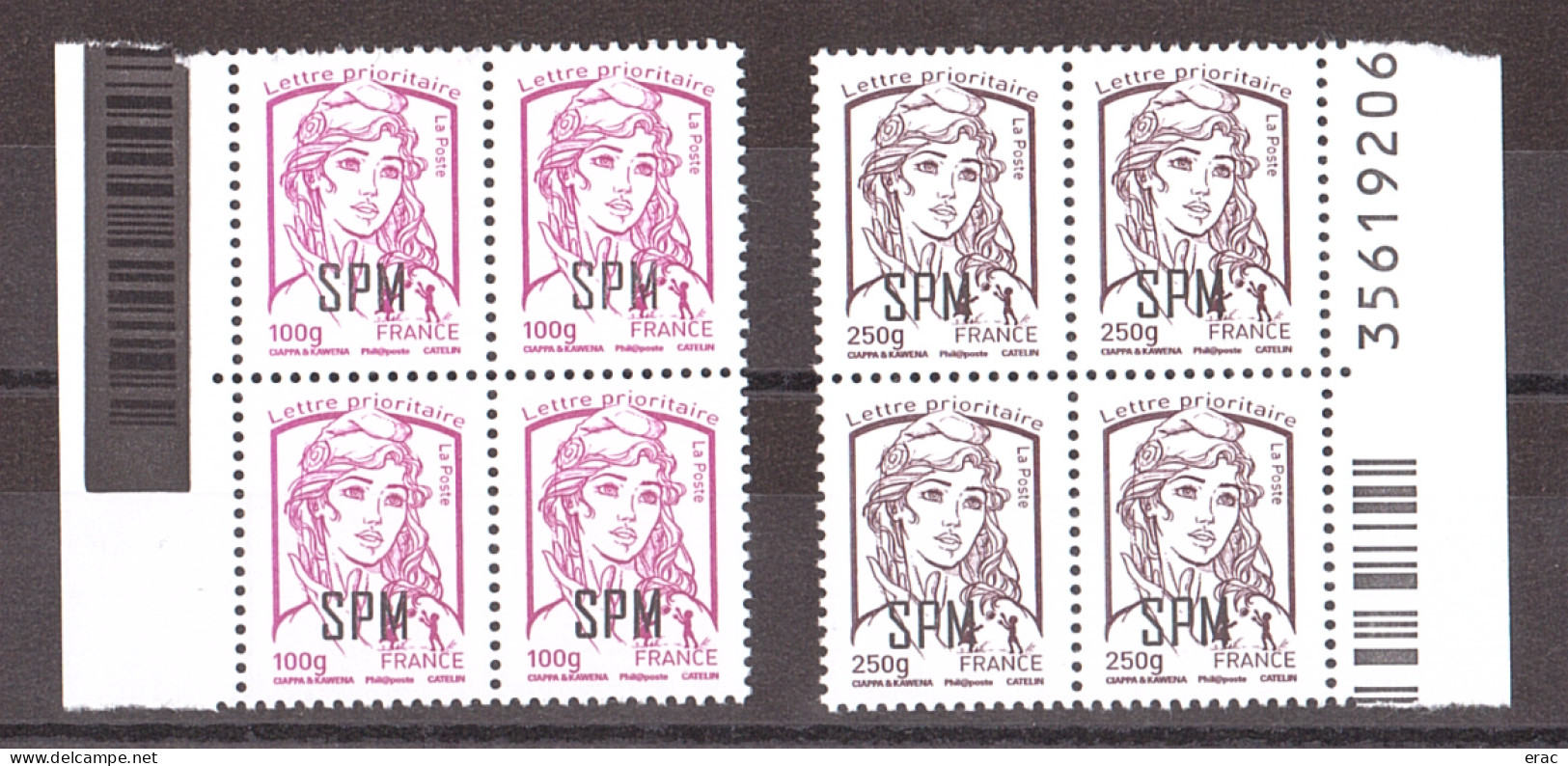 SPM - 2014 - Blocs De 4 Des N° 1101 Et 1102 - Neufs ** - Marianne De Ciappa Et Kawena - 100g Et 250g - Unused Stamps