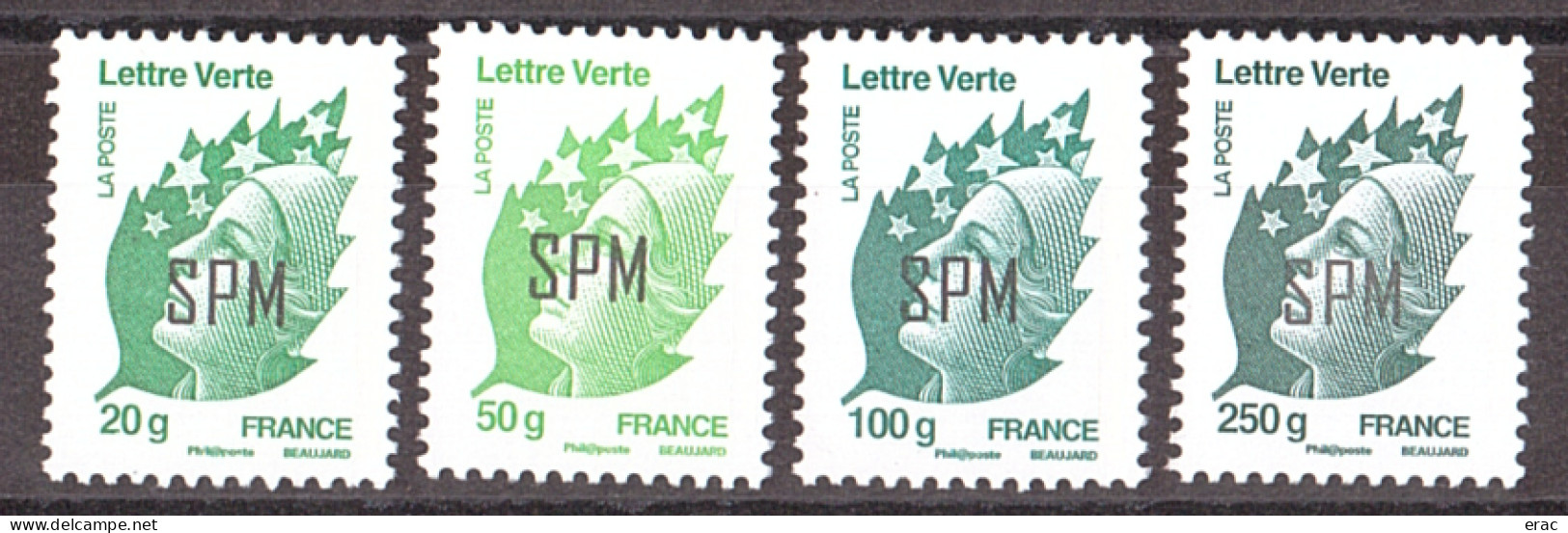 SPM - 2012 - N° 1038 à 1041 - Neufs ** - Marianne De Beaujard "Lettre Verte" - 20g, 50g, 100g Et 250g - Nuovi