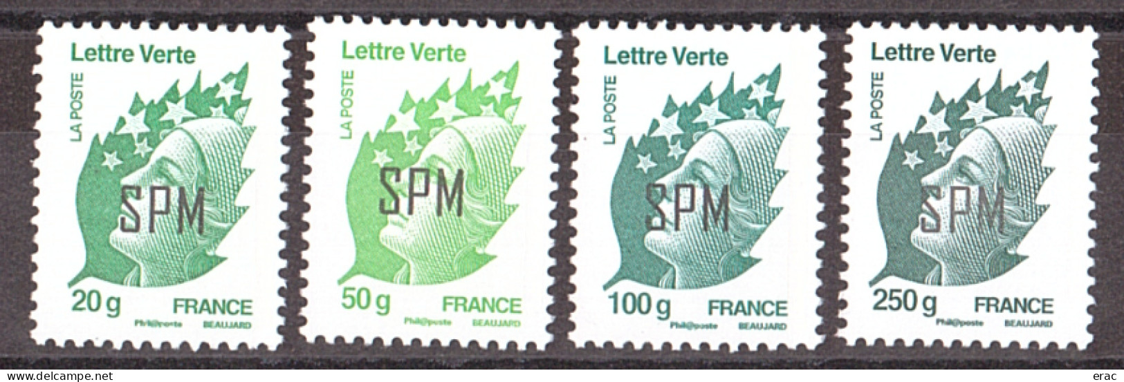 SPM - 2012 - N° 1038 à 1041 - Neufs ** - Marianne De Beaujard "Lettre Verte" - 20g, 50g, 100g Et 250g - Neufs