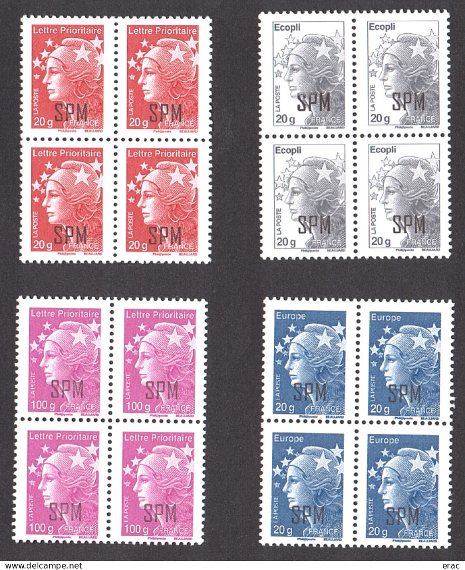 SPM - 2012 - Blocs De 4 Des N° 1026 à 1029 - Neufs ** - Marianne De Beaujard - Unused Stamps