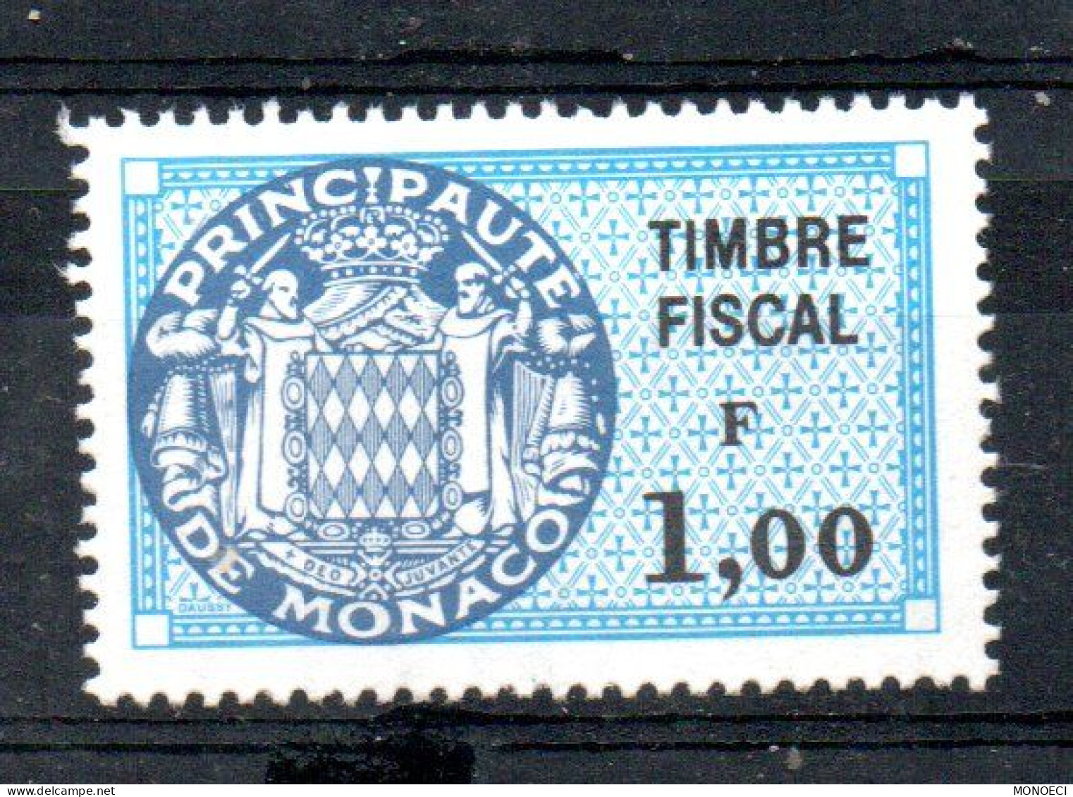 MONACO -- MONTE CARLO --Timbre Fiscal -- 1,00 Franc Bleu, Bleu Foncé Et Noir - Neuf Sans Gomme - Steuermarken