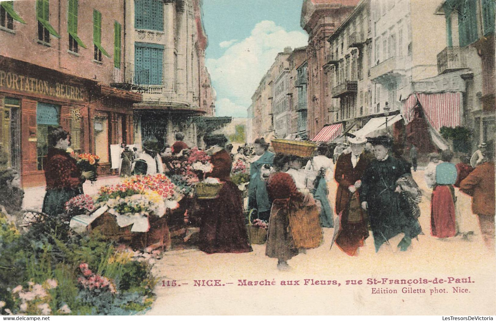 FRANCE - Nice - Le Marché Aux Fleurs, Rue Saint François De Paul - Animé  - Colorisé - Carte Postale Ancienne - Mercadillos