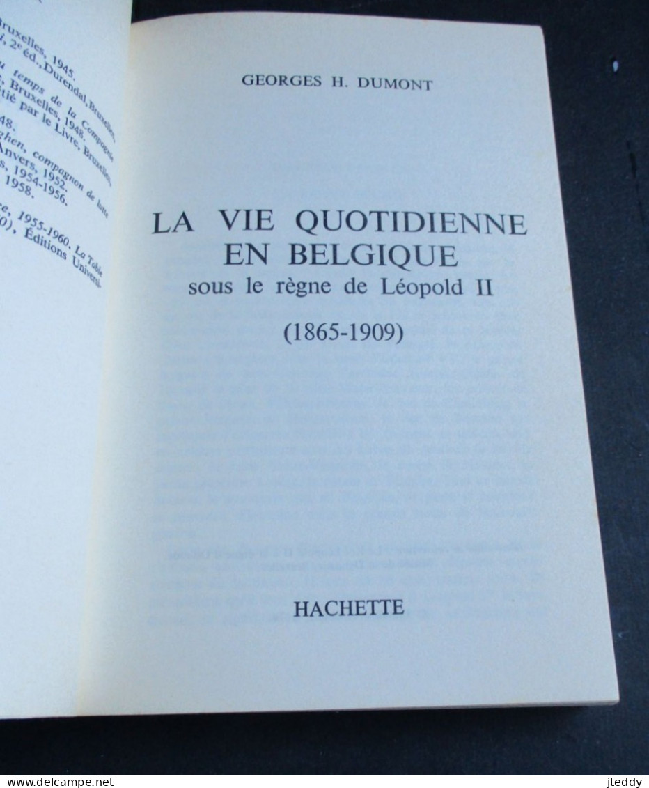 1974    LA  VIE QUOTIDIENNE En BELGIQUE  Sous Le Régne De LéOPLD  II  ( 1865--1909  ) - Français