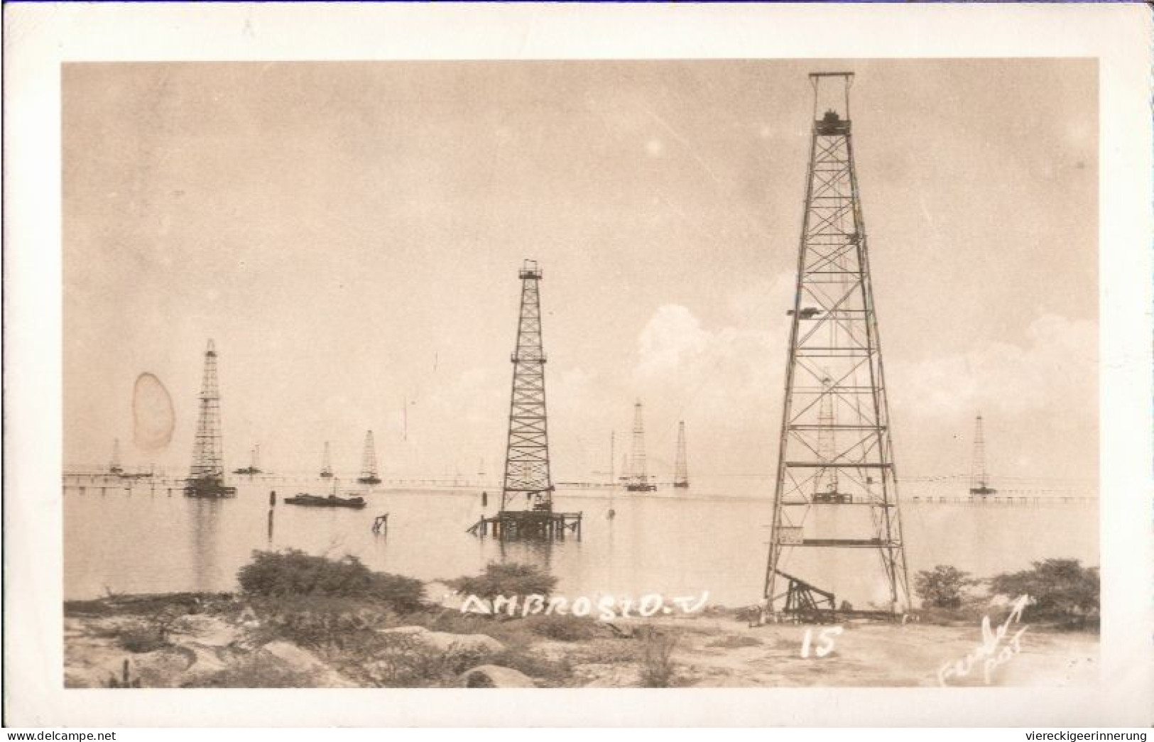 ! Fotokarte Ambrosio Cabimas, Maracaibo-See, Venezuela, Erdölförderung, Oil Wells, Bohrtürme, Photo - Venezuela