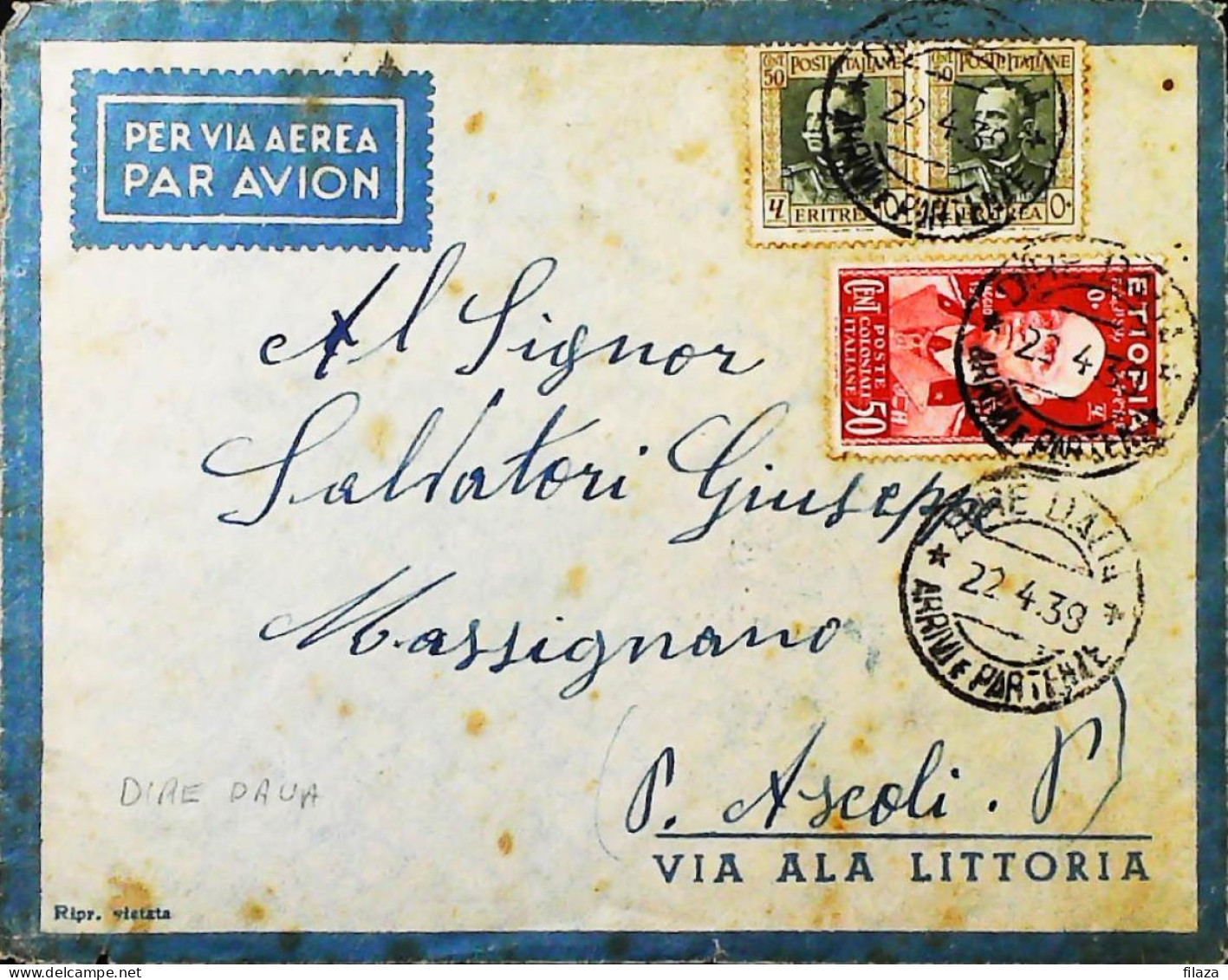 ITALIA - COLONIE -  ETIOPIA C.50 +  ERITREA Lettera - S6066 - Ethiopia