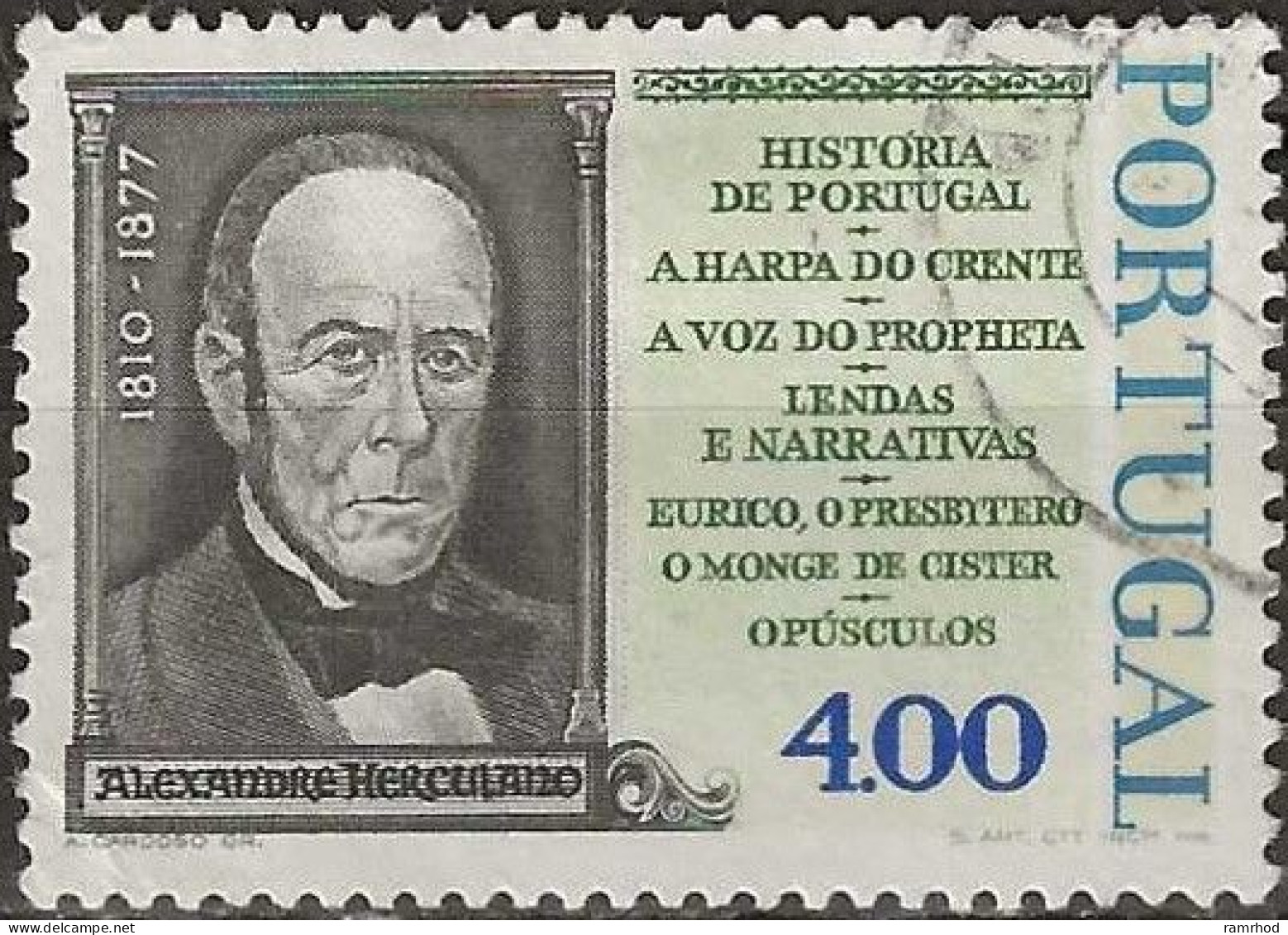 PORTUGAL 1977 Death Centenary Of Alexandre Herculano (writer And Politician) - 4e Alexandre Herculano FU - Usado