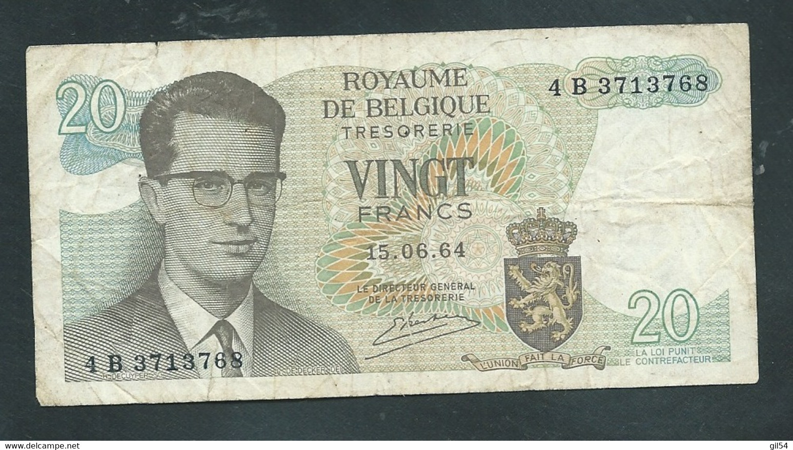 Billet, Belgique, 20 Francs, 15/05/1964  - 4B3713768 -  SCANS RECTO VERSO - Laura 8208 - 20 Franchi