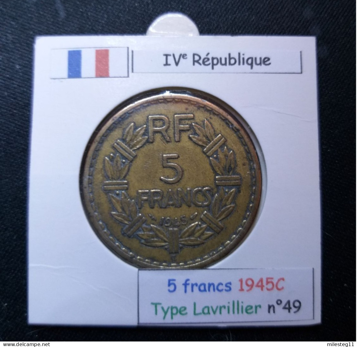 France 1945C 5 Francs Type Lavrillier (réf Gadoury N°761a) RARE - 5 Francs