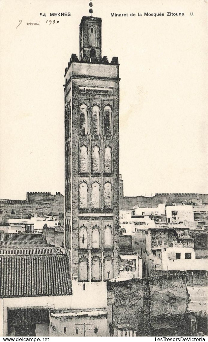 MAROC - Meknès - Minaret De La Mosquée Zitouna - LL - Carte Postale Ancienne - Meknes