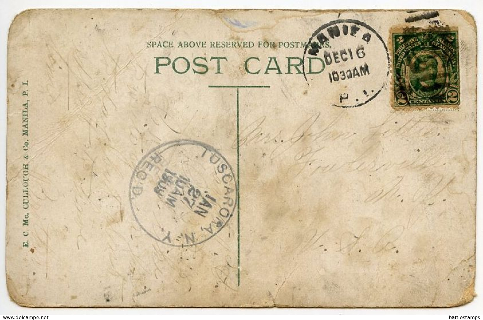 Philippines 1909 Postcard Country Road; 2c. Jose Rizal Stamp; Manila Postmark - Philippines