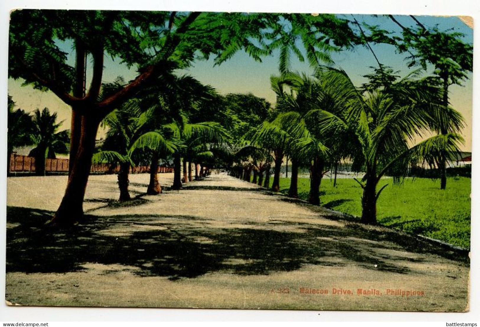 Philippines 1913 Postcard Manila - Malecon Drive; 2c. Jose Rizal Stamp - Philippines