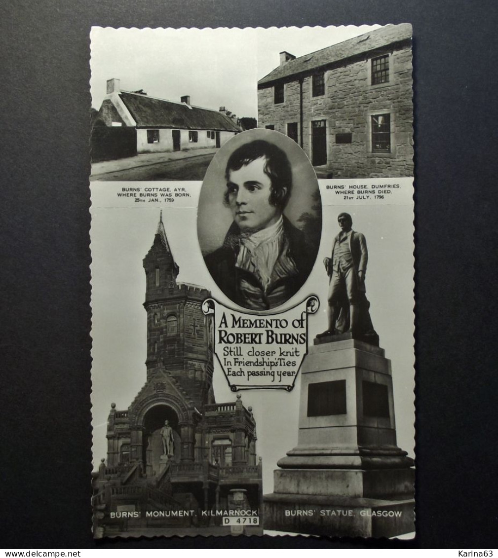 Great Britain - Robert Burns Jilmarnock - Glasgow Dumfries - Ayr - Scottish Poet - Valentine's Real Photo - Unused - Ayrshire