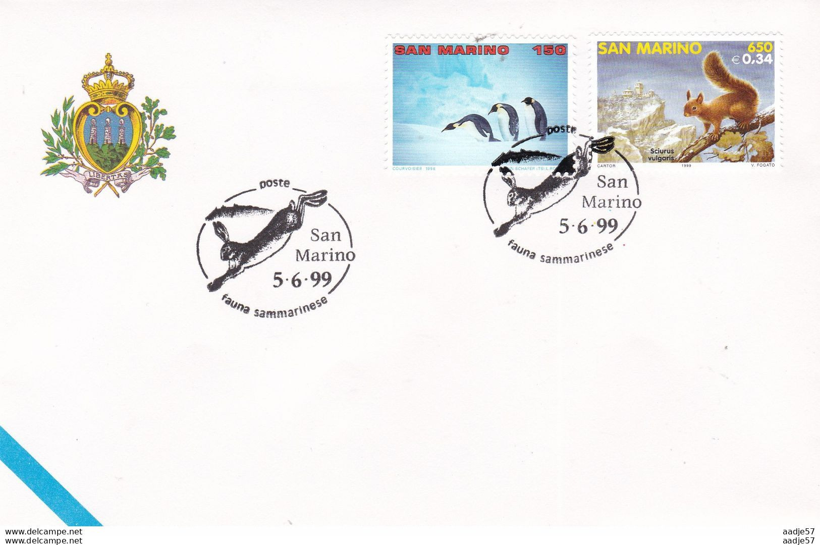 San Marino. Fauna Sammarinese Spec Canc 05-06-1999 - Briefe U. Dokumente