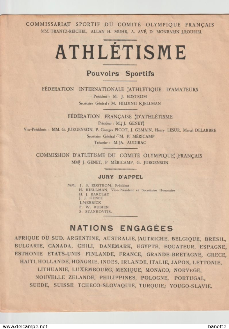 PARIS 1924   JEUX   OLYMPIQUES   ATHLETISME  -  OLYMPICS  GAMES  - JUEGOS OLIMPICOS - Other & Unclassified