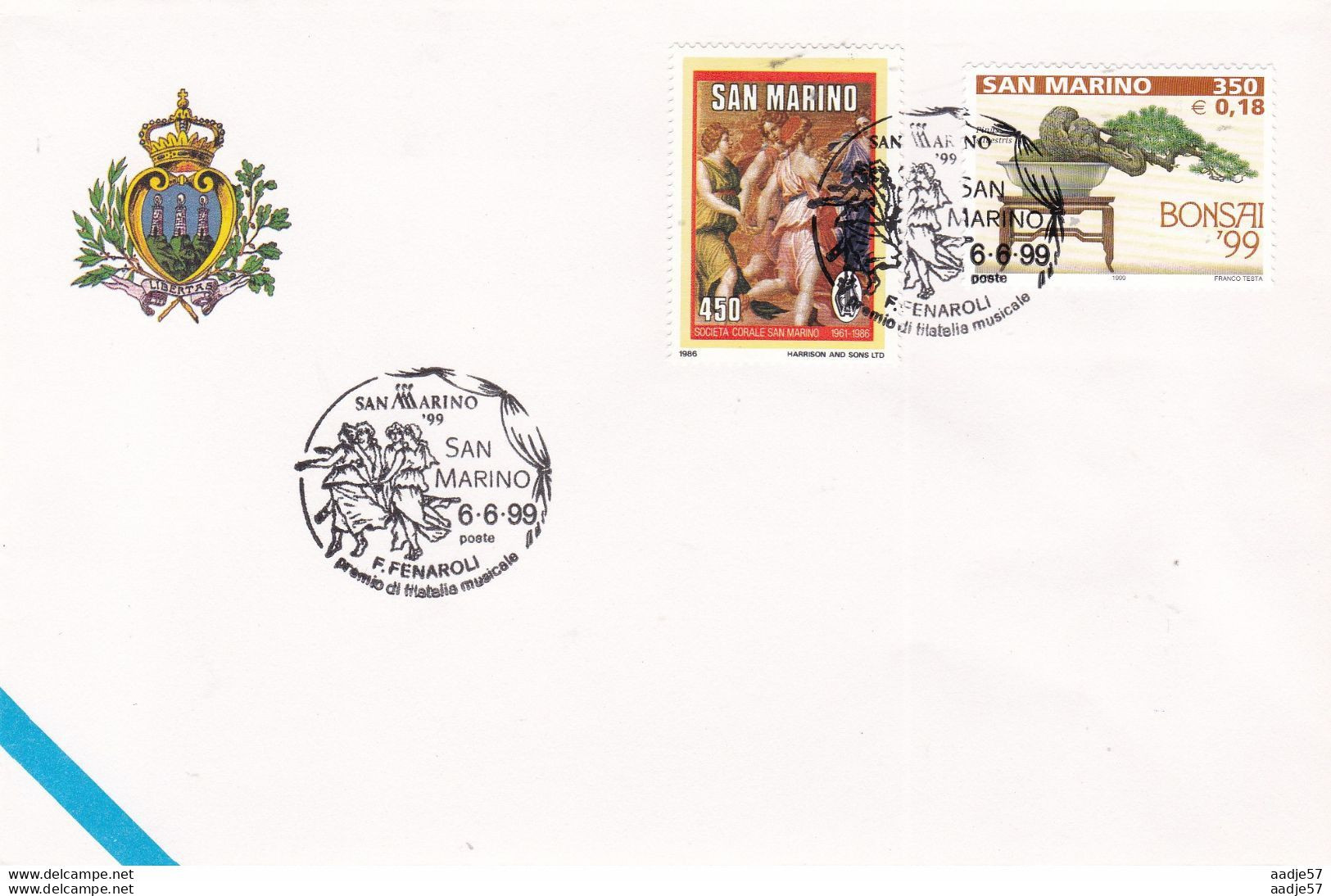 San Marino. F.Fenaroli Musicale Spec Canc 06-06-1999 - Storia Postale