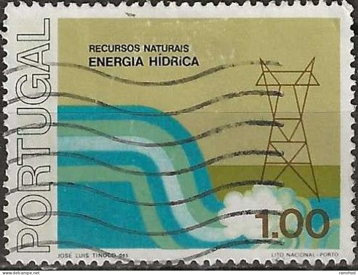 PORTUGAL 1976 Uses Of Natural Energy - 1e Hydroelectric Power FU - Usado