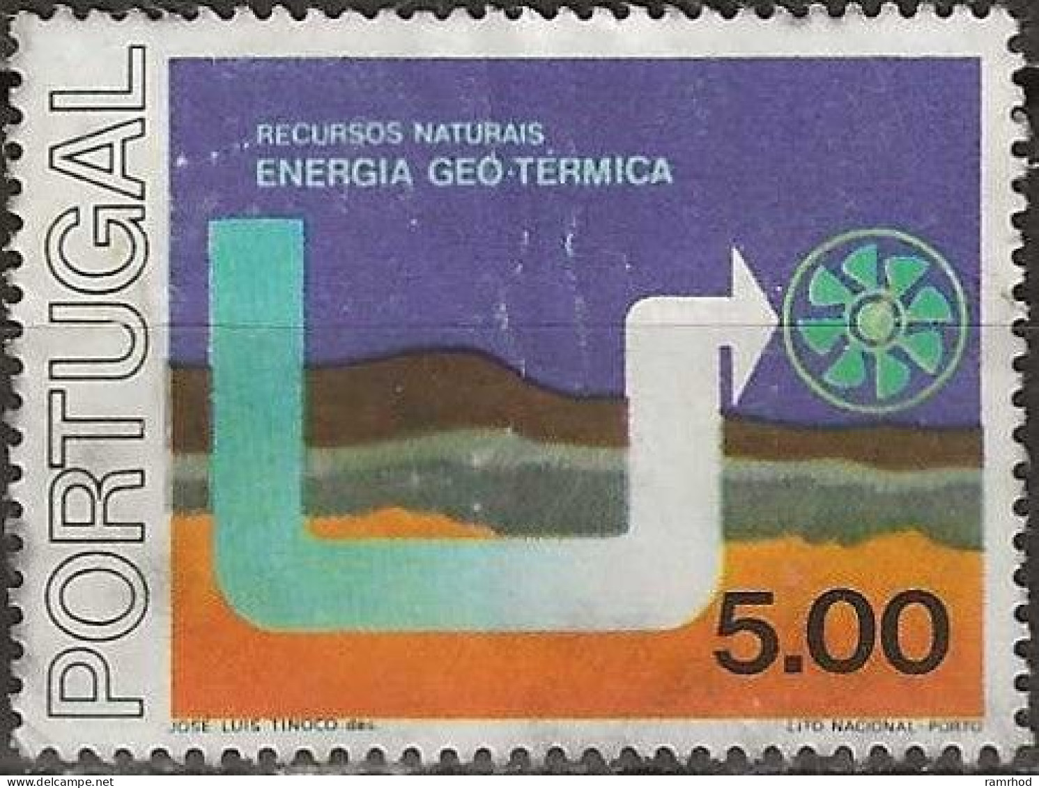 PORTUGAL 1976 Uses Of Natural Energy - 5e. - Geothermic Sources FU - Oblitérés