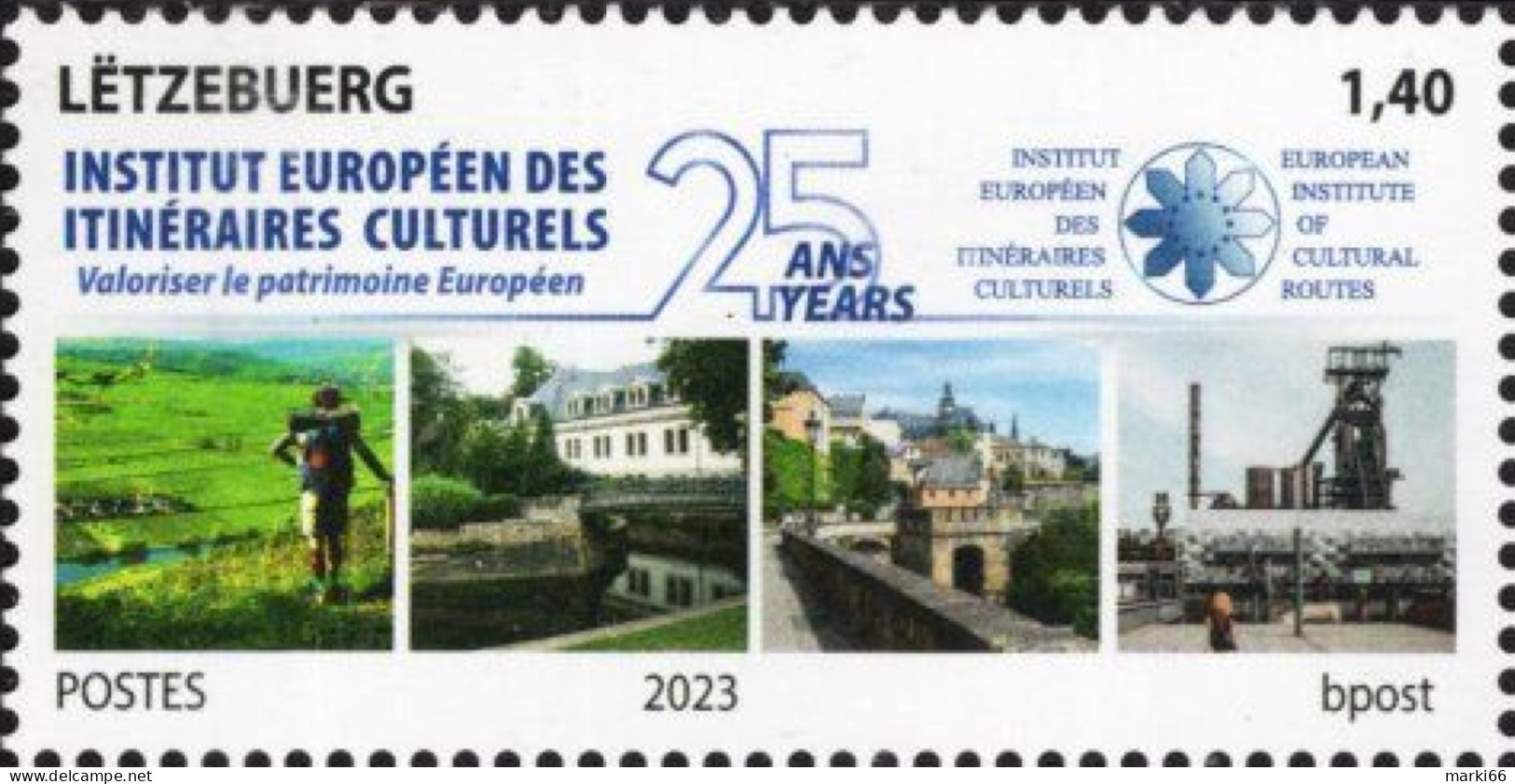 Luxembourg - 2023 - European Institute Of Cultural Routes - 25th Anniversary - Mint Stamp - Neufs