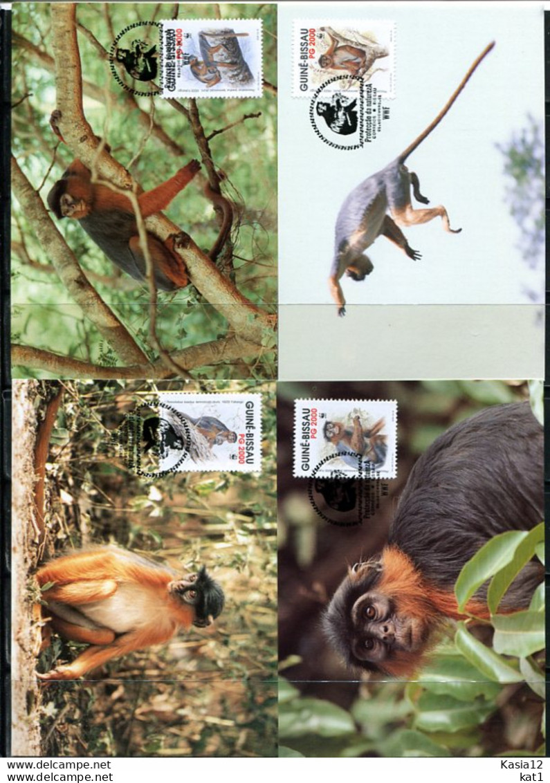 A51630)WWF-Maximumkarten Saeugetiere: Guinea-Bissau 1185 - 1188 - Cartoline Maximum