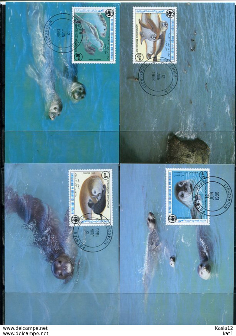 A51644)WWF-Maximumkarten Saeugetiere: Mauretanien 871 - 874 - Cartoline Maximum