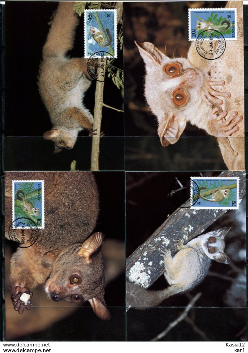 A51669)WWF-Maximumkarten Saeugetiere: Tansania 545 - 548 - Maximumkarten