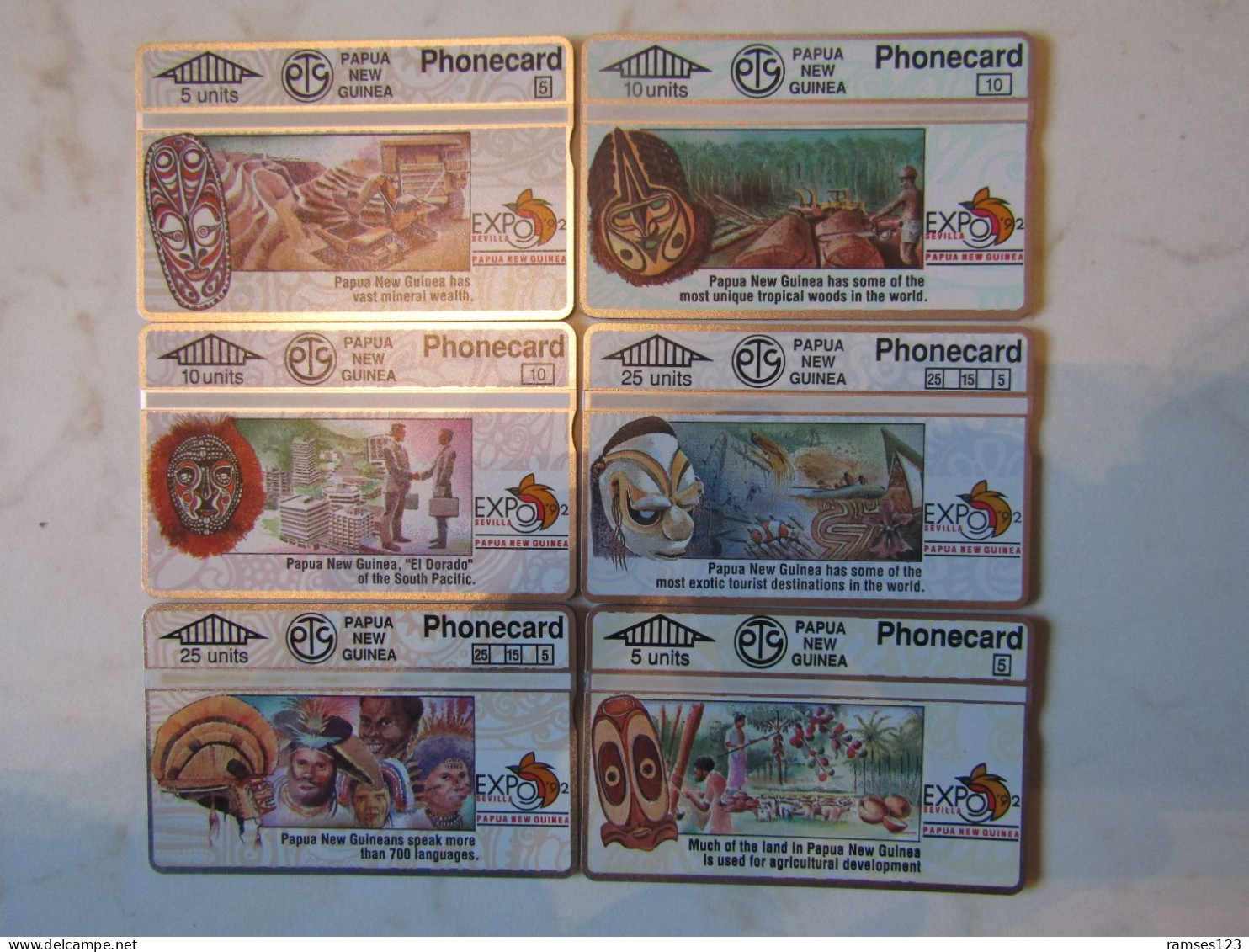 SET   PAPUA  NOUVELLE GUINEE   EXPO SEVILLE 92    6 CARDS  MINT  203D - Papoea-Nieuw-Guinea