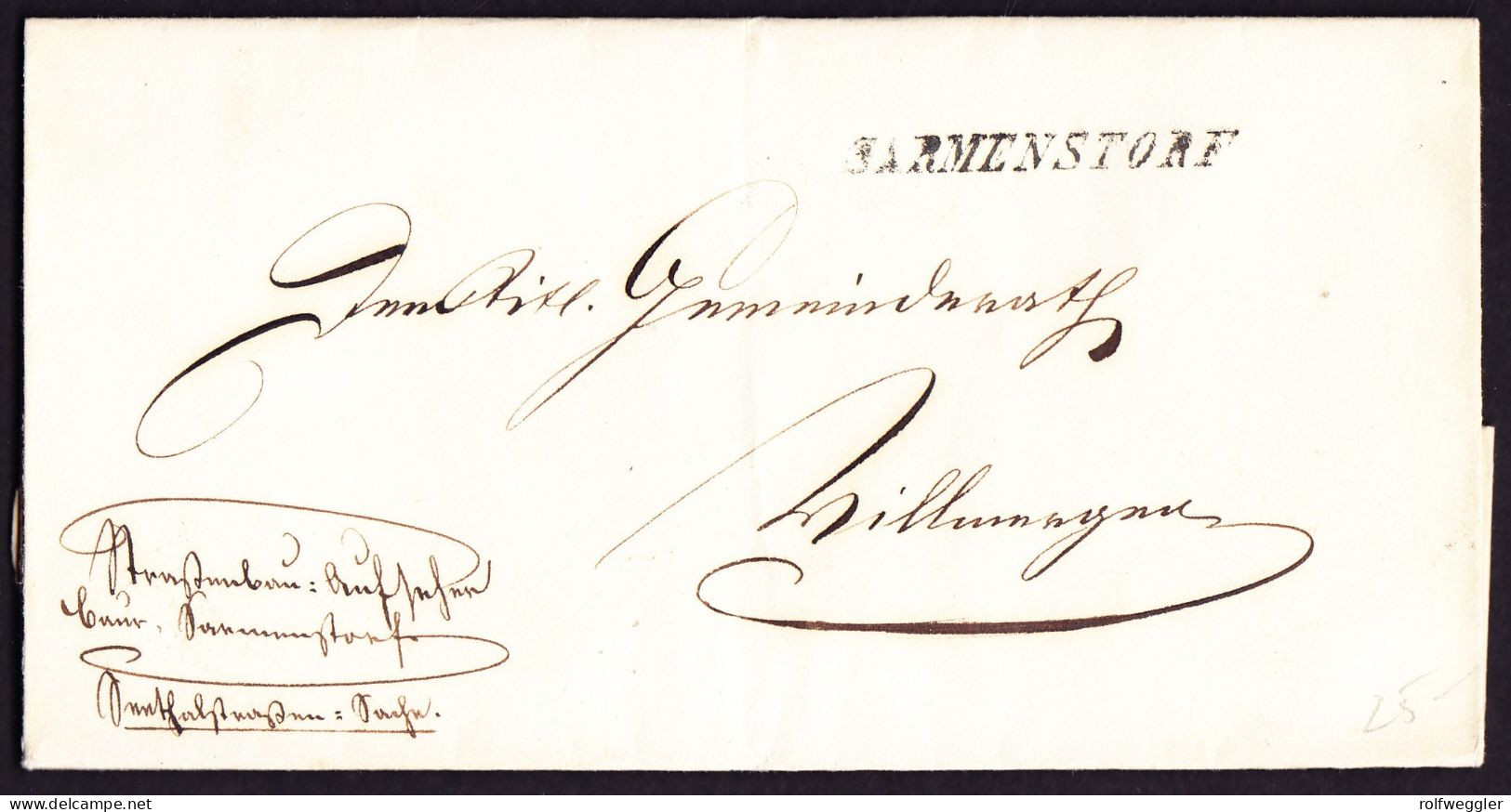 Um 1848 Faltbrief Hüller Nach Villmergen Mit Stabstempel SARMENSTORF - ...-1845 Precursores