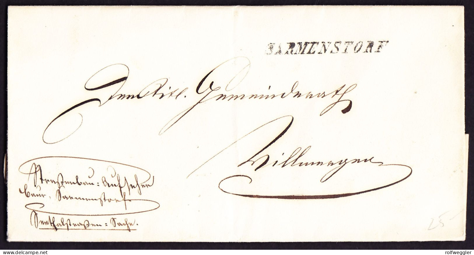 Um 1848 Faltbrief Hüller Nach Villmergen Mit Stabstempel SARMENSTORF - ...-1845 Préphilatélie