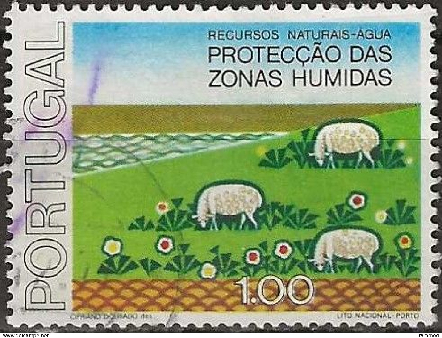 PORTUGAL 1976 Water Conservation. Protection Of Humid Zones - 1e. - Sheep Grazing FU - Oblitérés