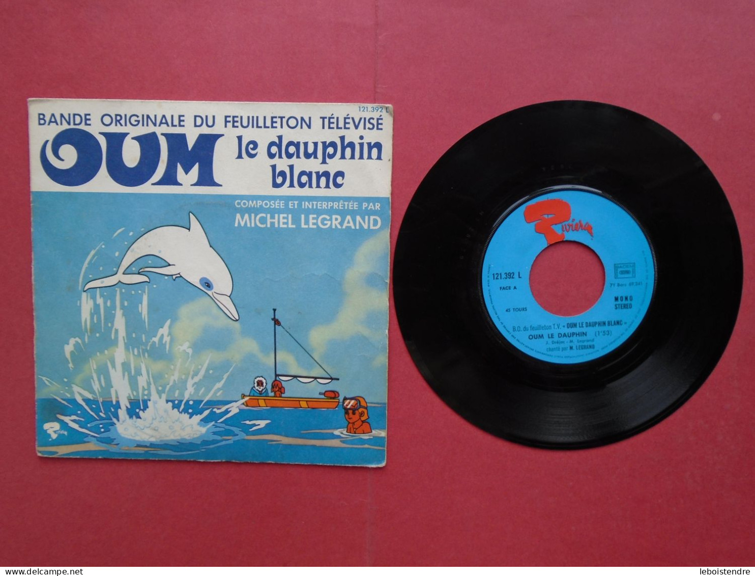 RARE VINYLE 45T 7" SP OUM LE DAUPHIN BLANC MICHEL LEGRAND BANDE ORIGINALE DU FEUILLETON TELEVISE 121.392 SACEM - Children