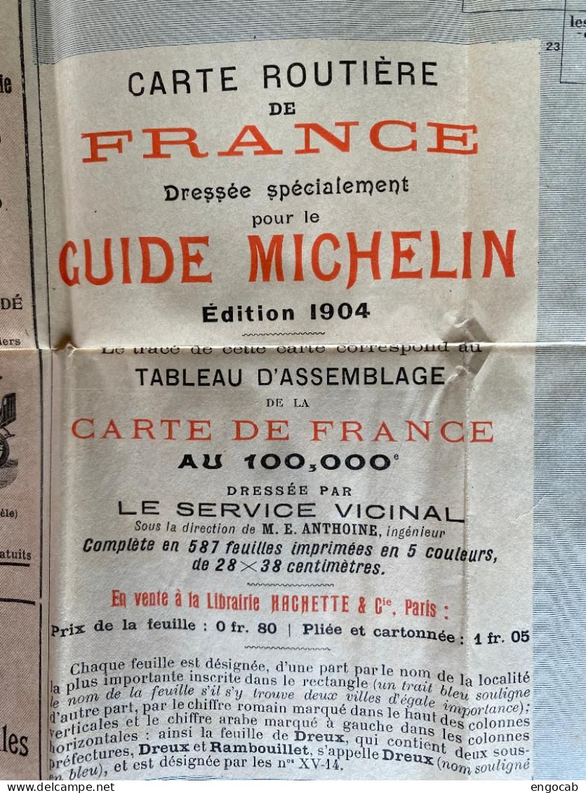 guide Michelin 1904 A avec sa carte