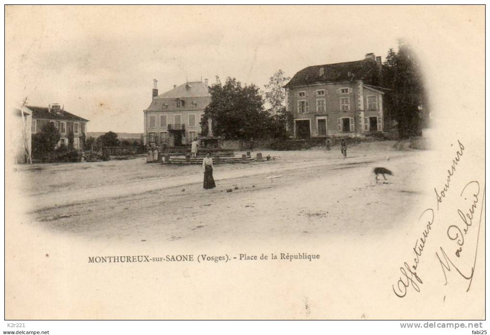 MONTHUREUX SUR SAONE Place De La République VOYAGEE TIMBRÉE EN 1903 DOS NON DIVISE - Monthureux Sur Saone
