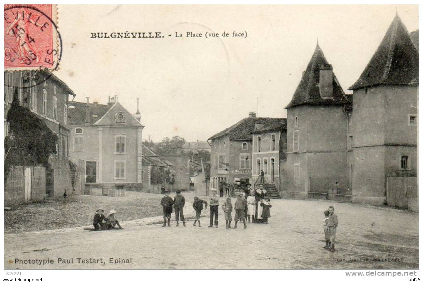 BULGNEVILLE La Place  Voyagée Timbrée En 1906 - Bulgneville