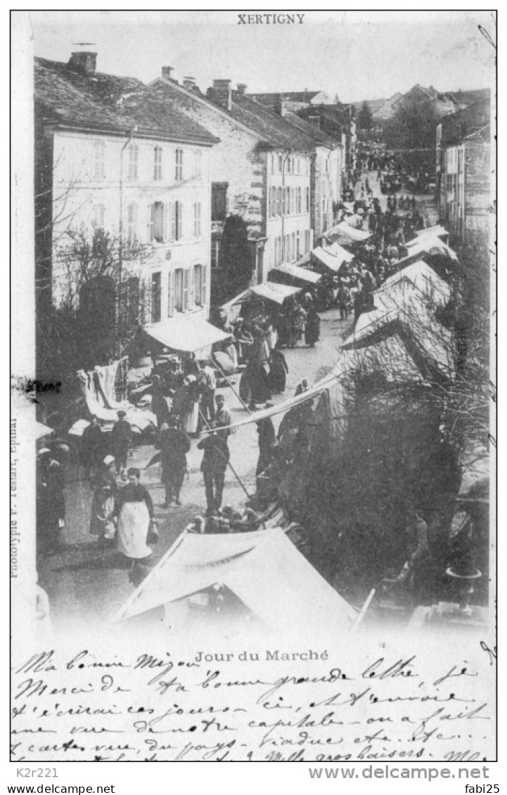 XERTIGNY Jour De Marché Carte Rare Voyagée Timbrée En 1901 - Xertigny