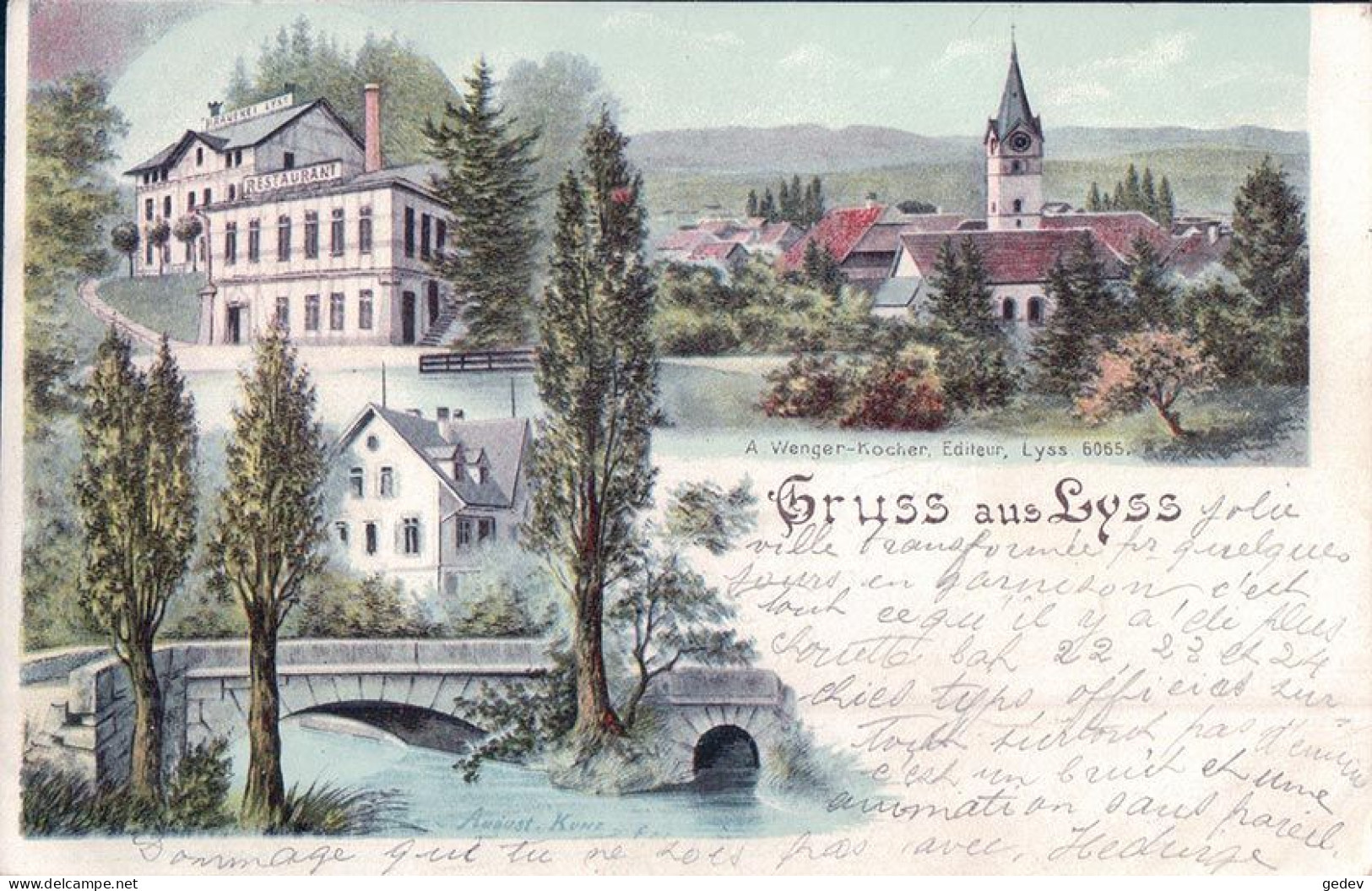 Gruss Aus Lyss BE, Village, Brauerei, Restaurant Et Pont De Pierres (16.9.1901) - Lyss