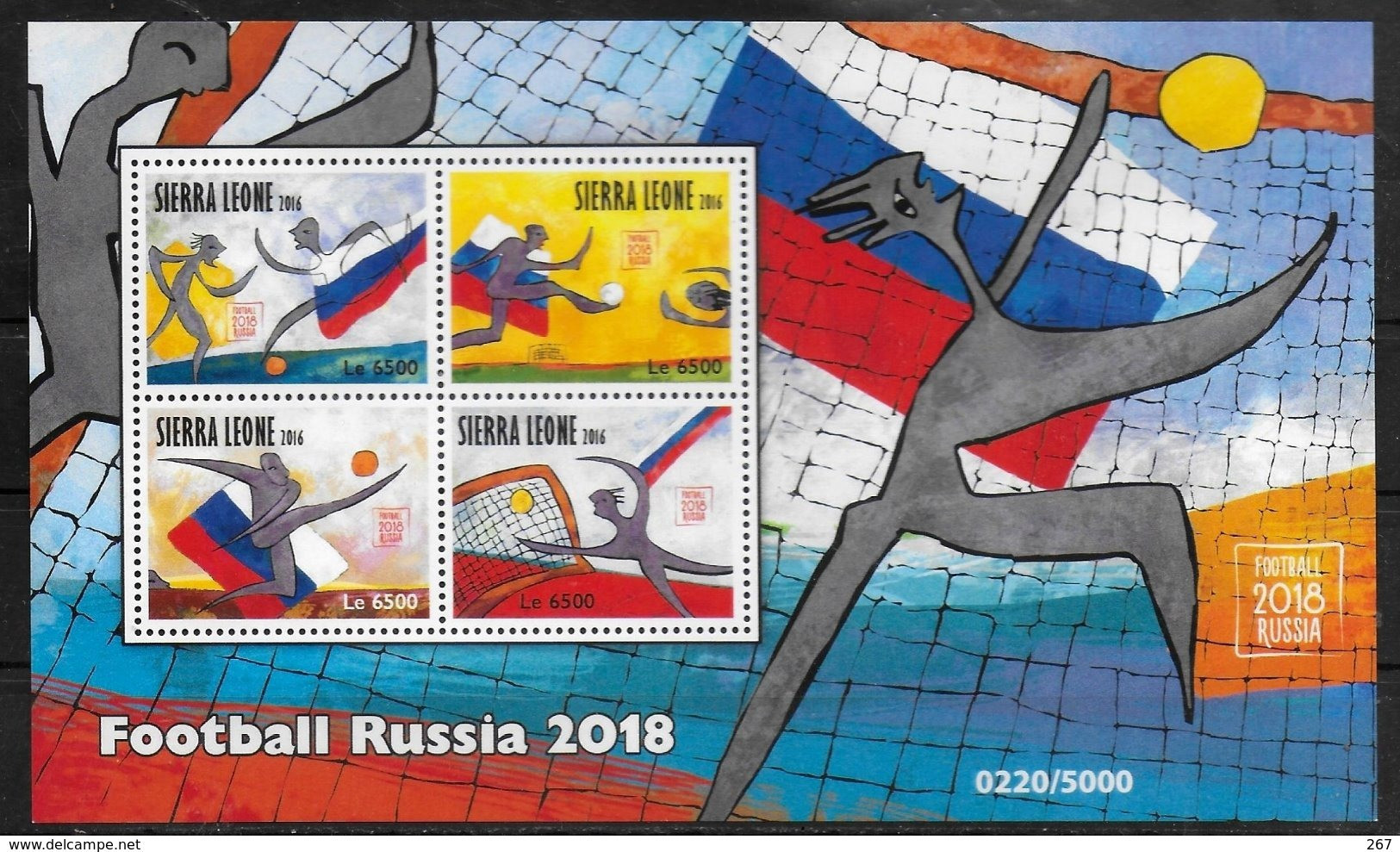 SIERRA LEONE  Feuillet  N° 6145/48   * *   ( Cote  22e ) Cup 2018  Football Soccer Fussball - 2018 – Russland