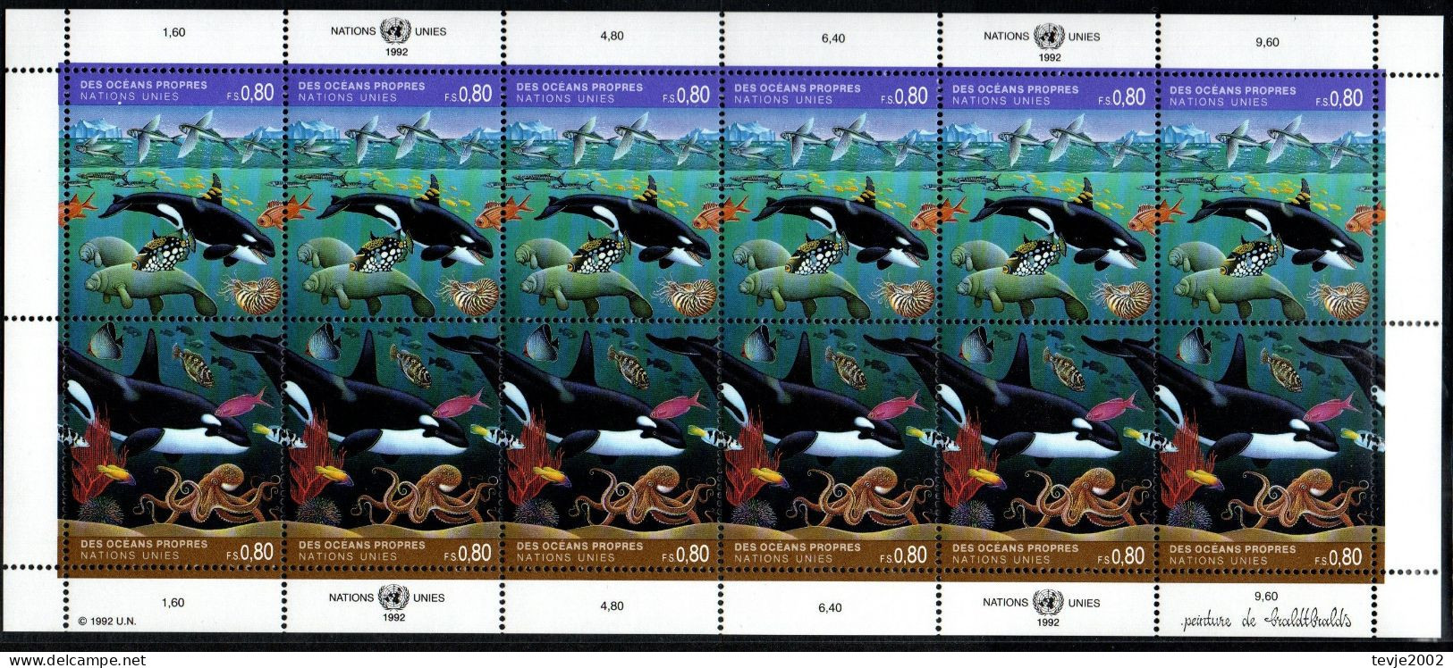 UN UNO Genf 1992 - Mi.Nr. 213 - 214 Postfrisch MNH - Kleinbogen - Tiere Animals - Blokken & Velletjes