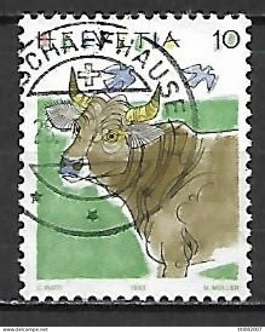 SUISSE . -     VACHE    -  1992 .  Y&T N° 1389  Oblitéré . - Koeien