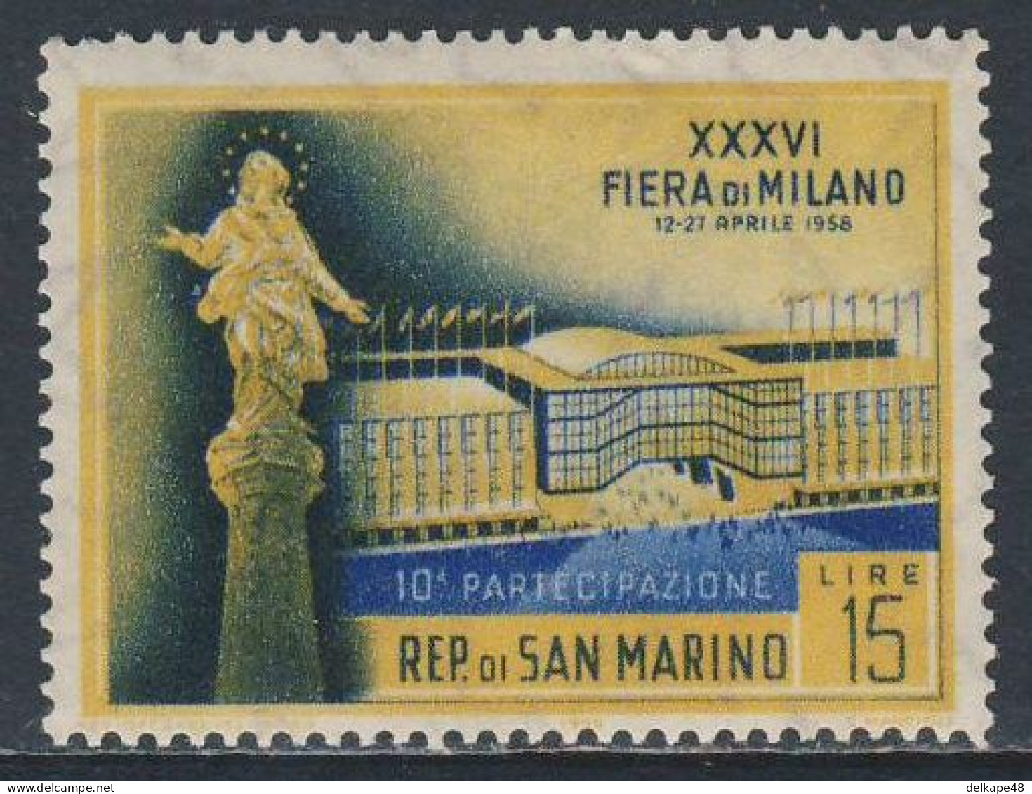 San Marino 1958 Mi 587 // YT 445 SG 545 * MH - Marinus, Fair Entrance / Mailänder Messe, Haupteingang, Statue - Sonstige & Ohne Zuordnung