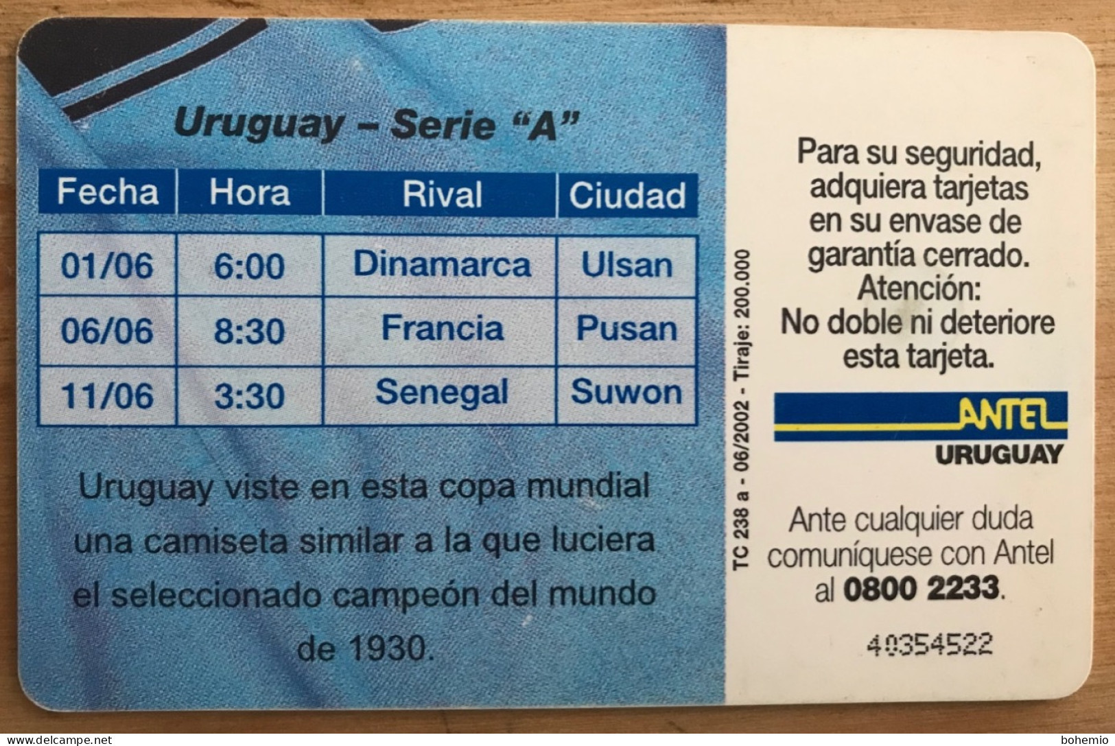 Uruguay TC 236a Corea/Japón 2002 - Uruguay