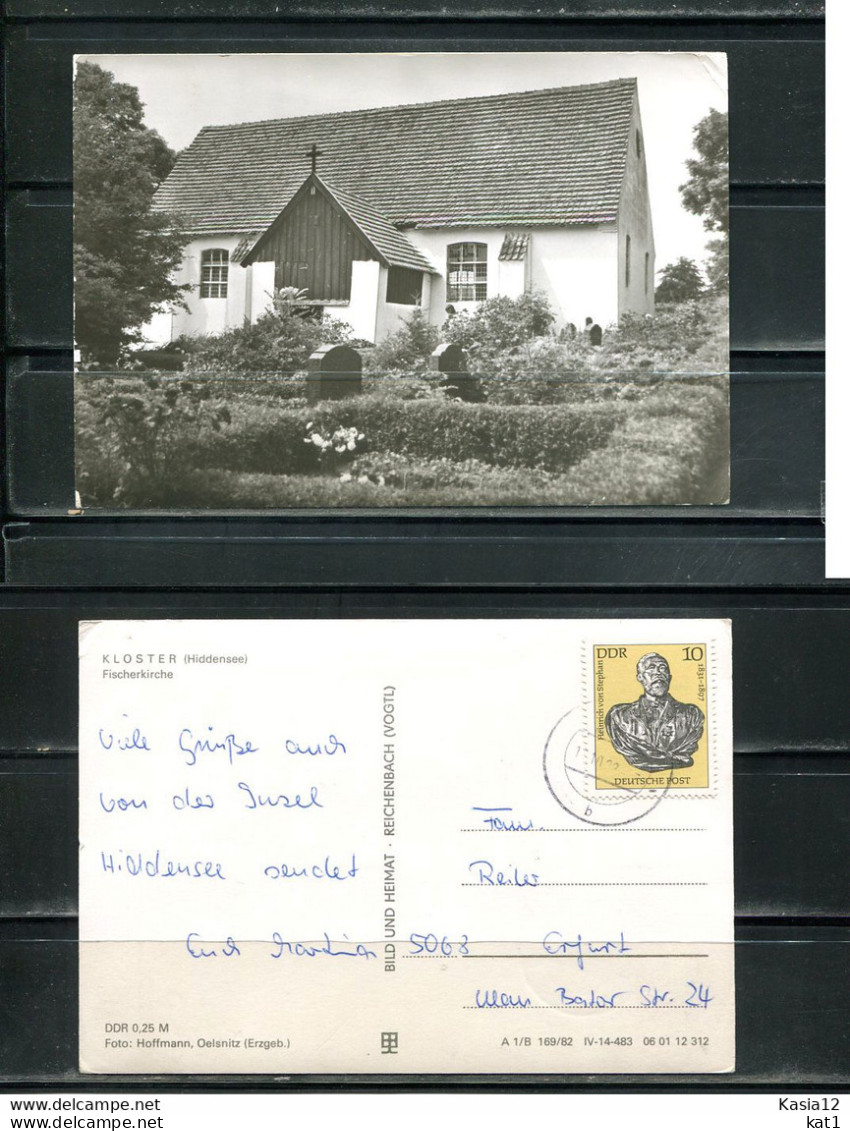 K15637)Ansichtskarte: Kloster / Hiddensee, Fischerkirche, Gelaufen 1982 - Hiddensee