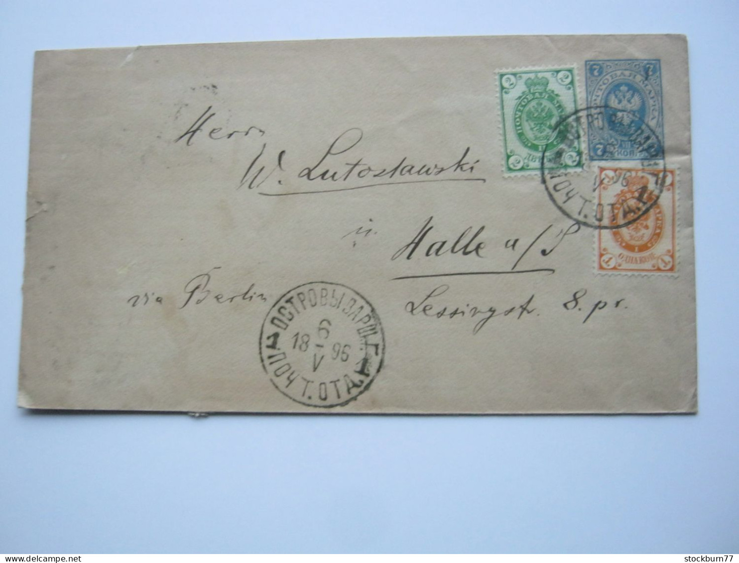 1895 , Ganzsache Mit Zusatzfrankatiur Nach HALLE - Briefe U. Dokumente