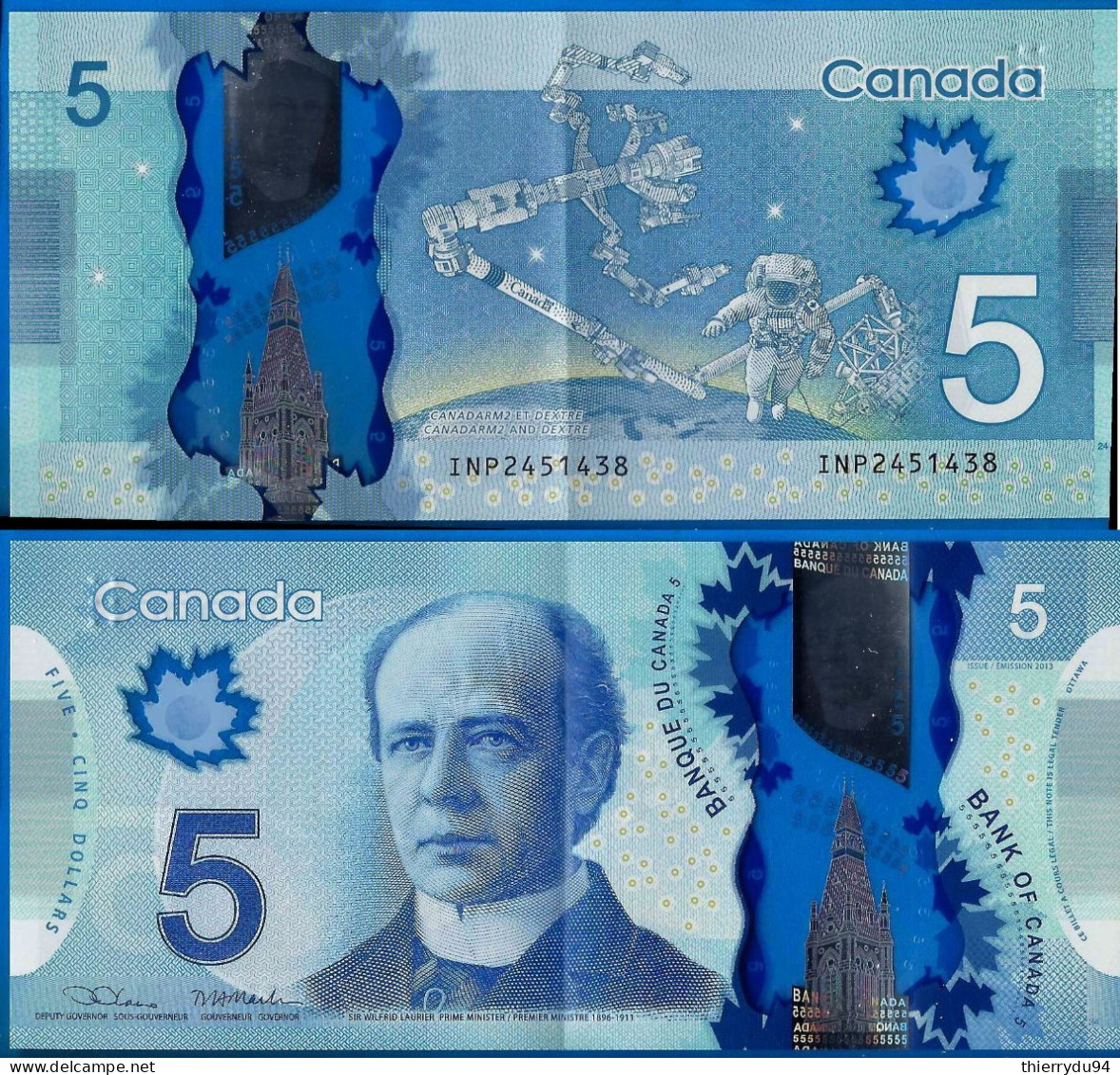 Canada 5 Dollars 2013 Polymere Prefix INP Que Prix + Port Polymer Bitcoin Paypal OK! - Kanada