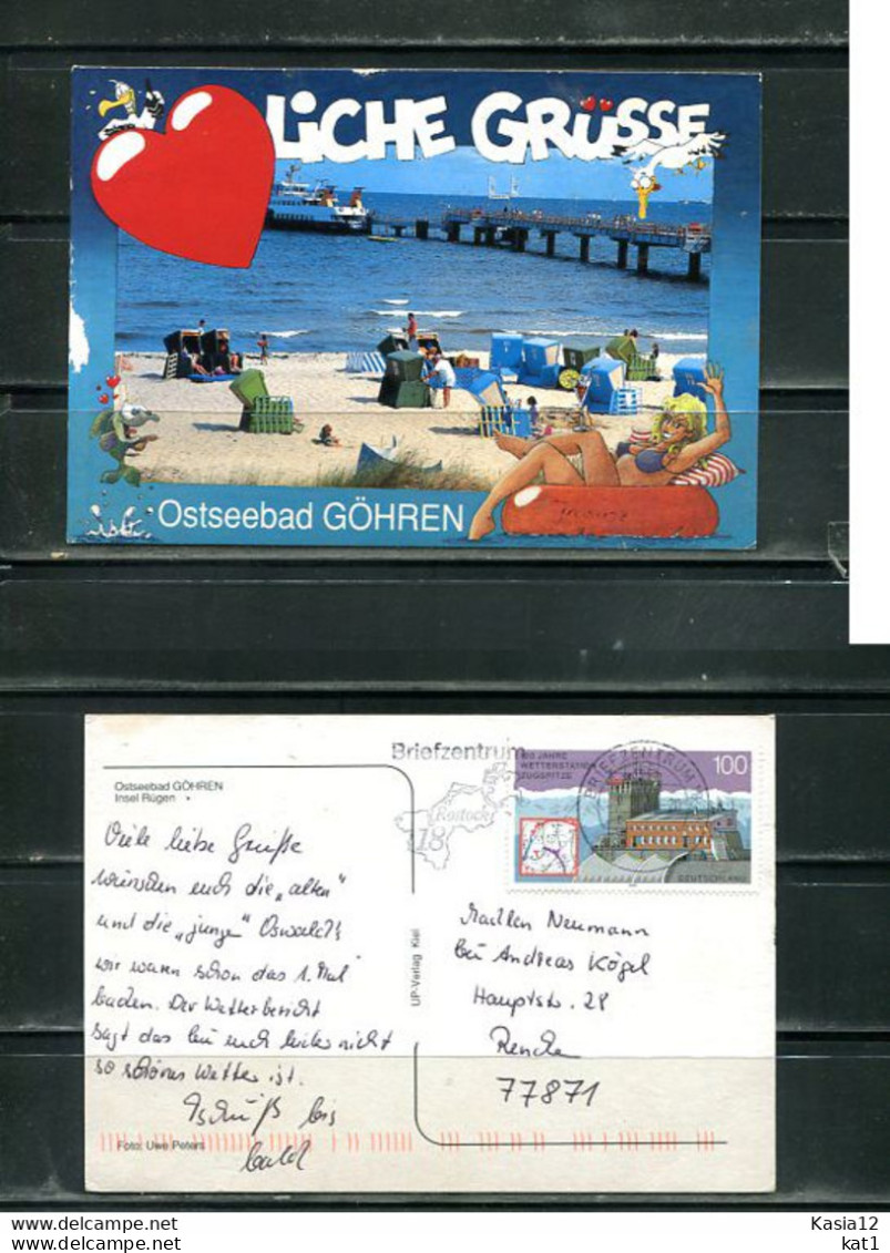 K16023)Ansichtskarte: Goehren, Strand, Gelaufen 2000 - Goehren