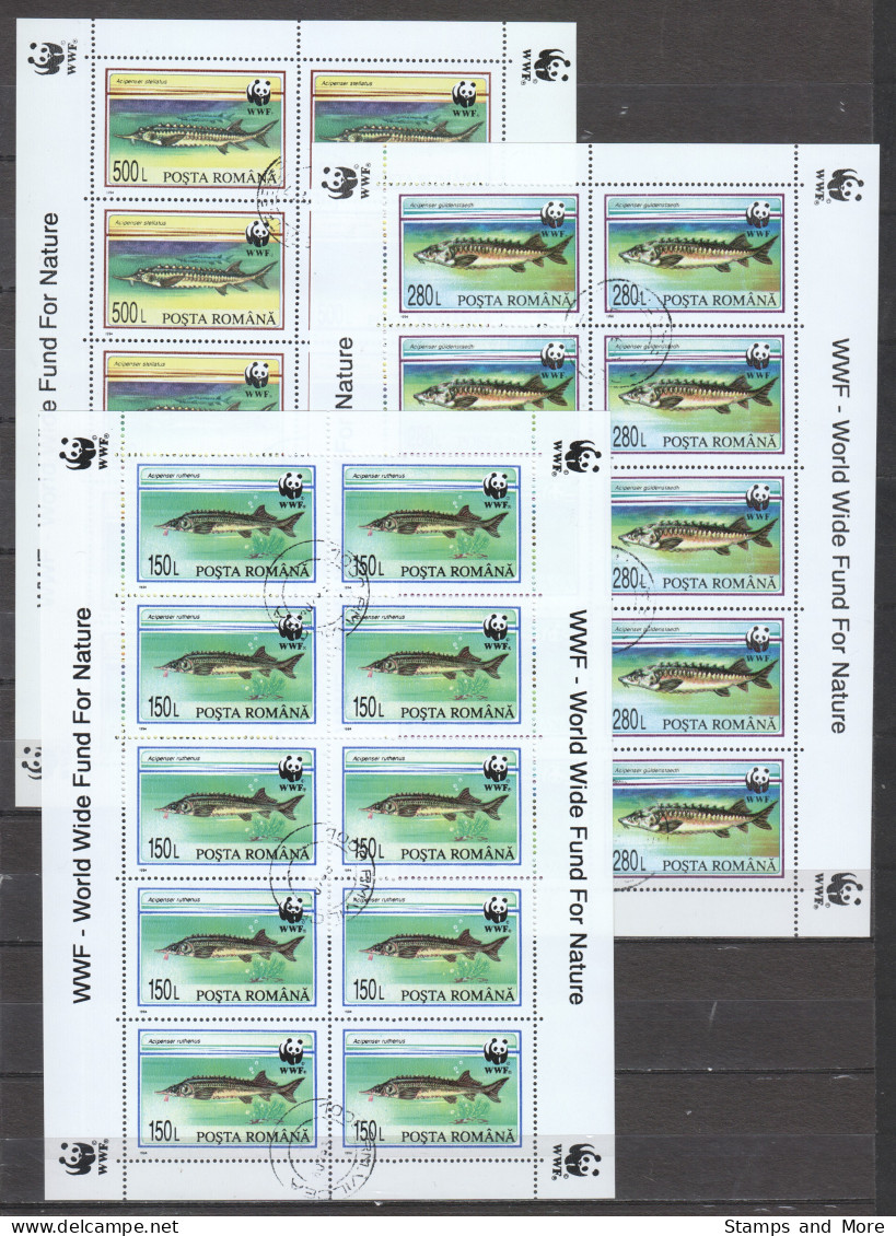 Romania 1994 Kleinbogen Mi 5034-5036 WWF - FISHES - Gebruikt