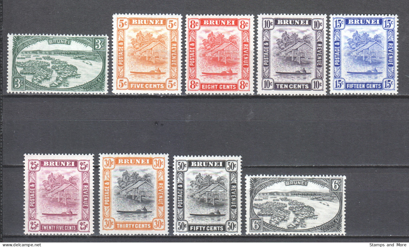 Brunei 1947-1950 Mi 55b + 60-67A MLH  - Brunei (...-1984)